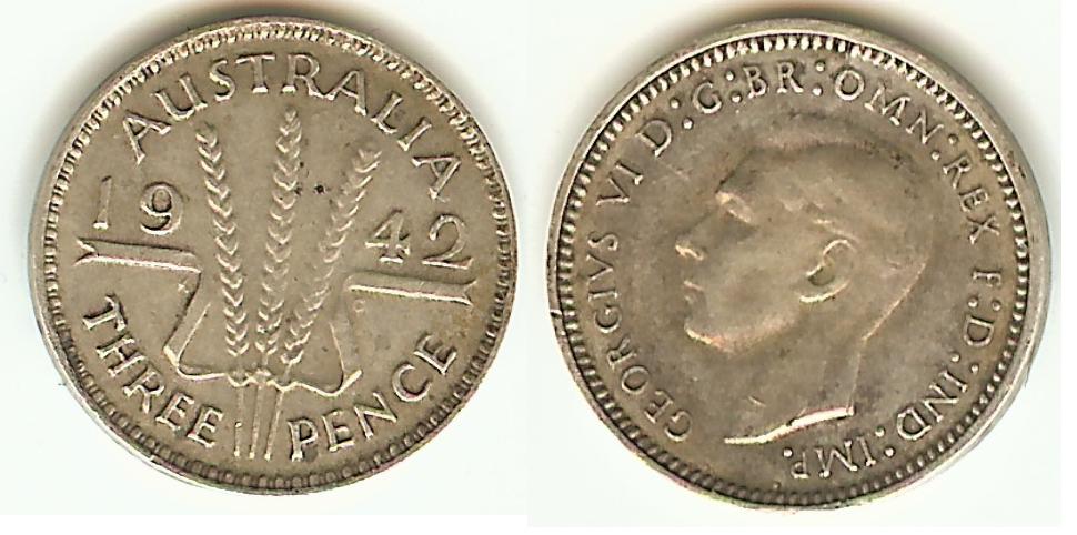Australian 3 Pence 1942 aEF
